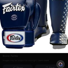 Brand new navy Fairtex set gloves shin pads and gloves