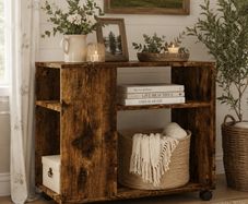 Mobile Storage Side Table with Wheels