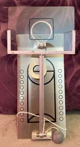 white metal basket ball desk game