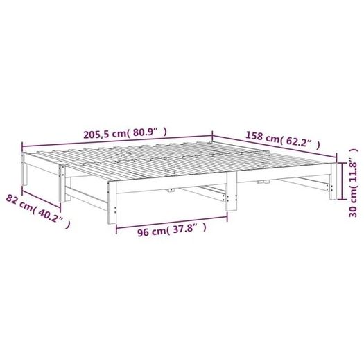 Day Bed | Natural Wood | Solid Pine Wood | Standard Double | Pull-Out