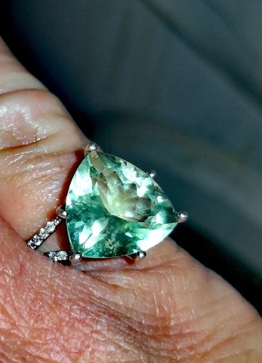 Exquisite green amethyst silver ring
