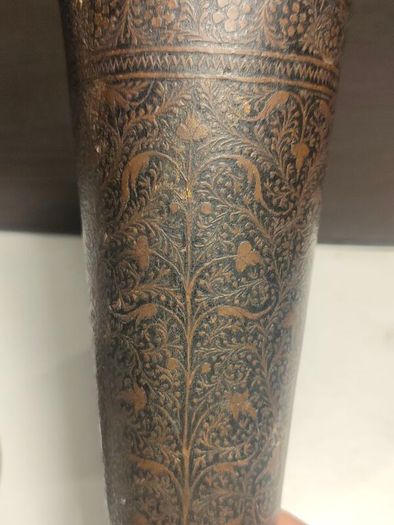 A Pair of British Raj Niello Bronze/Brass Vases