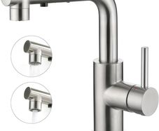 Kitchen Tap With 3 Function Sprayer, Pull Out Mixer With 360 Swivel, Single Handle Sink Tap for Bathroom or Kitchen, Stainless Steel
