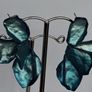 Iridescent Metallic Teal Irregular Petal Earrings Image 7