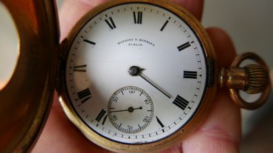 Vintage Hopkins & Hopkins Dublin Pocket Watch Gold Plated Watch (needs service)