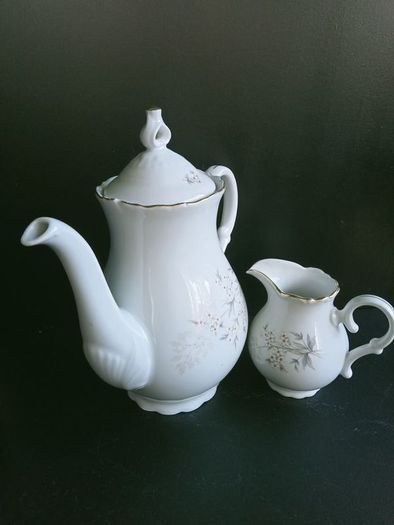 MZ Moritz Zdekauer Bohemian Porcelain Coffee Pot and Creamer