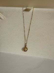 9ct Gold Pearl Pendant Vintage Necklace