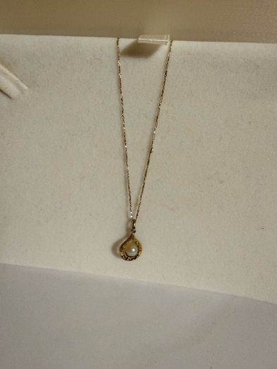 9ct Gold Pearl Pendant Vintage Necklace