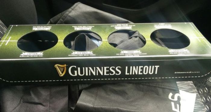 Man cave home bar Rugby pint carrier