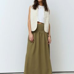 Brand New with tags Next UK20 Boho Khaki Green Drop Waist Maxi Skirt