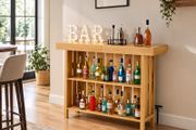 Home Bar Unit Wine Bar Cabinet Table 3-Tier with Storage Shelves, Opener Storage Box &amp; Adjustable Foot Pads