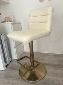 Cream & gold bar stool / Makeup chair
