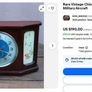 Antique Chinese table clock in a wooden case Image 8
