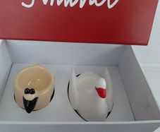 New egg cups Swan and sheep in box Graham Knuttel