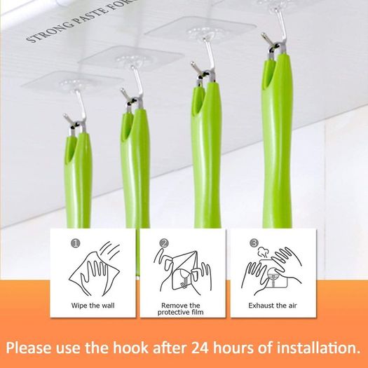 Adhesive Hooks Heavy Duty Wall Hooks 8kg (Max) Self Adhesive Hook 12pcs