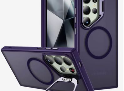 For Samsung Galaxy S24 / S25 Skin-Feel Camera Holder Magsafe Case Purple