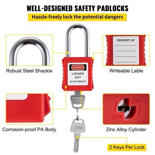 58 PCS Lockout Tagout Kits, Electrical Safety Loto Kit Includes Padlocks, Lockout Station, Hasp, Tags & Zip Ties, Lockout Tagout Safety Tools for Industrial, Electric Power, Machinery