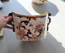 mason blue Mandalay  planter with dragon handles
