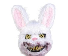 Zombie White Bunny Rabbit Bloody Fur Teeth Scary Mask COSTUME Halloween Cosplay