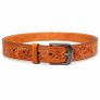 Unisex Genuine Leather Belt Vintage Embossed Design with Antique Buckle Casual & Formal Waist Belt Image 3