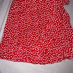 Red with tiny white flowers mini skirt size S
