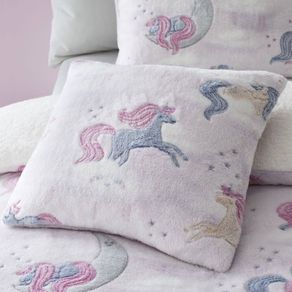 Cushion Covers x 2  ..  Unicorn Soft Fleece Glow in the Dark Cushion Covers