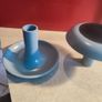 SET OF 2 Handmade Studio Art Pottery Clay Candlestick Holder with TURQUOISE  Glaze Image 4
