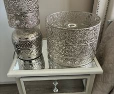 silver lamp with matching light shade