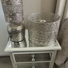 silver lamp with matching light shade