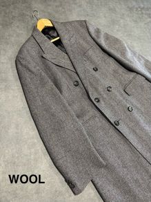Men's Gray Double-Breasted Herringbone Coat