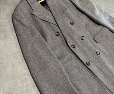 Men's Gray Double-Breasted Herringbone Coat