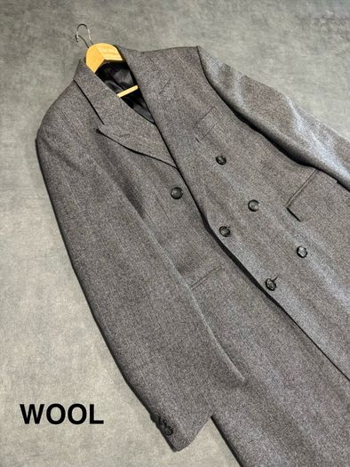 Men's Gray Double-Breasted Herringbone Coat
