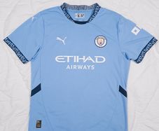 Puma Authentic Manchester City 2024 2025 Mens Home Football Shirt Jersey Blue Size L