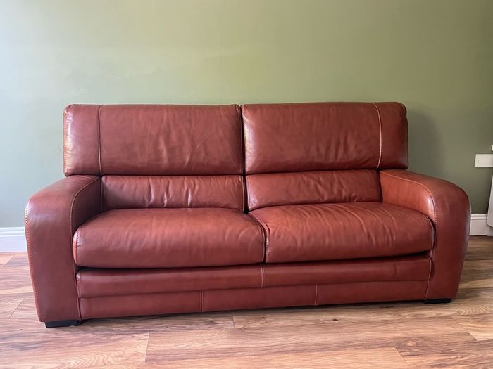 Leather couch sofa with 2 matching chairs