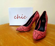 Pink 4" Snakeskin Effect Heels