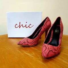 Pink 4" Snakeskin Effect Heels