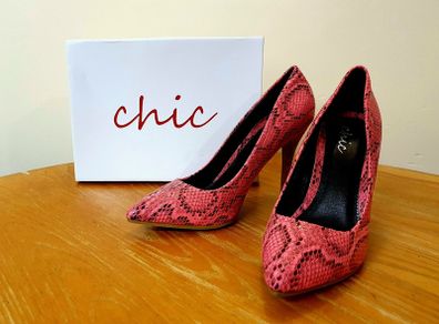 Pink 4" Snakeskin Effect Heels