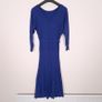 Monsoon Royal Blue Ribbed Knit Long Sleeve Tie Waist Fit & Flare Midi Dress Size S Image 3
