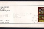1969 Ireland Contemporary Irish Art Stained Glass Church Window by Evie Hone Commemorative Stamp The irish Times Addressed First Day Cover (FDC)