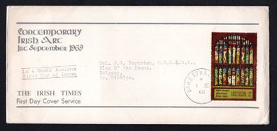 1969 Ireland Contemporary Irish Art Stained Glass Church Window by Evie Hone Commemorative Stamp The irish Times Addressed First Day Cover (FDC)