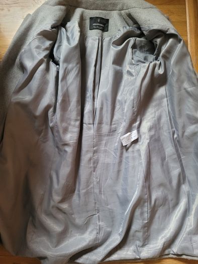 Stradivarius grey wool blend long winter coat,Size S