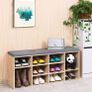 Padded shoe bench natural-grey  shoe bench, shoe rack, shoe storage, bench, 10 compartments, with upholstery, for the entrance area, hallway, bedroom, 104 x 30 x 48 cm, wood look Image 2
