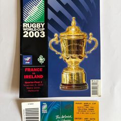 Rugby World Cup 2003 Programmes and tickets for Ireland's entire five match run.