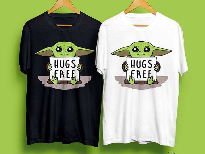 Hugs Free Baby Yoda t-shirt for adults and kids