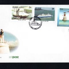 1986 Ireland Maritime Anniversaries (Lighthouse & Ships) Stamps An Post First Day Addressed Cover with DunLaoighaire Cancel.