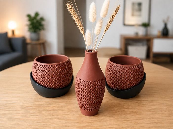 Modern 3D Printed Vase & Planter Set