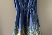 Blue with green buttons dress