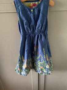 Blue with green buttons dress