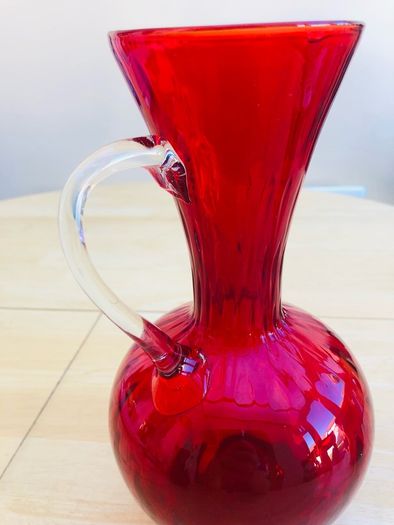 Large Vintage Cranberry Glass Jug