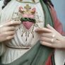 Vintage Chalk Sacred Heart Statue Image 8